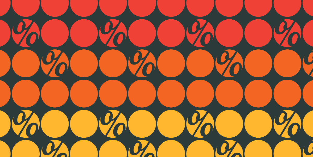 graphic of circles on black background with percent sign in red orange and yellow graphic of circles on black background with percent sign in red orange and yellow