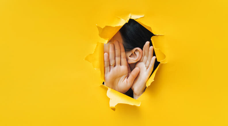 ear listening through tear in paper ear listening through tear in paper