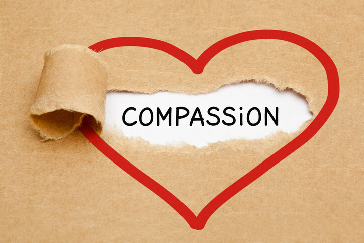 Word Compassion Heart Torn Paper Word Compassion Heart Torn Paper