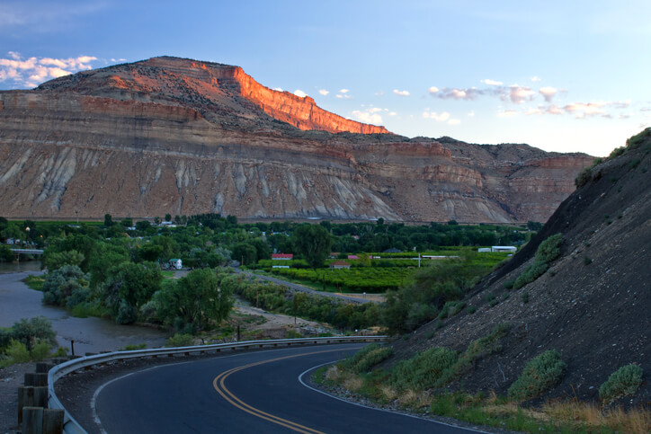 Morning sunlight hitting the bookcliffs in Palisades, Colorado Morning sunlight hitting the bookcliffs in Palisades, Colorado