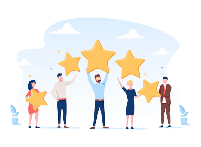 graphic of people holding ranking stars graphic of people holding ranking stars
