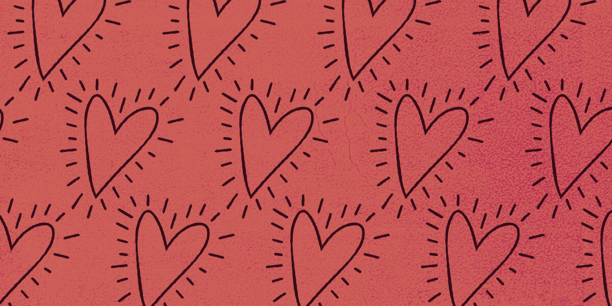 red background with pattern of black hearts red background with pattern of black hearts