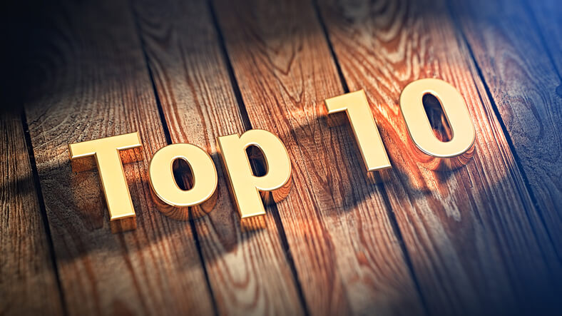 Words Top 10 sitting on wood plank background Words Top 10 sitting on wood plank background