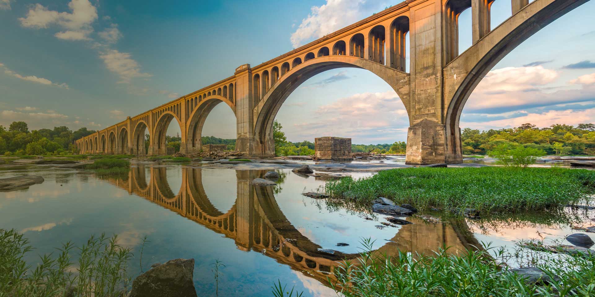 Bridge spanning across river in Virginia Bridge spanning across river in Virginia
